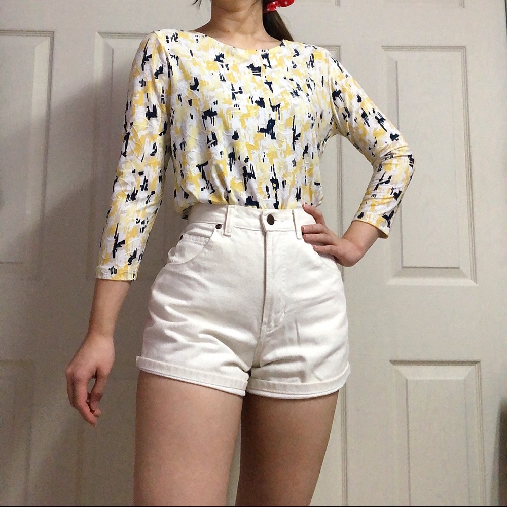 JM Collection Yellow Print Blouse